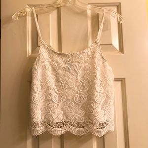 White Lace Cropped Tank
